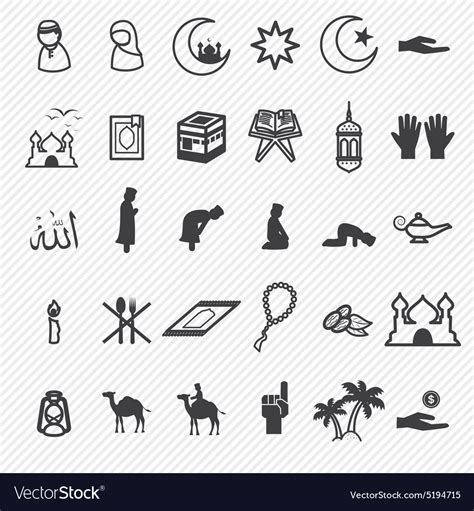 Ramadan Icons Set Royalty Free Vector Image Vectorstock