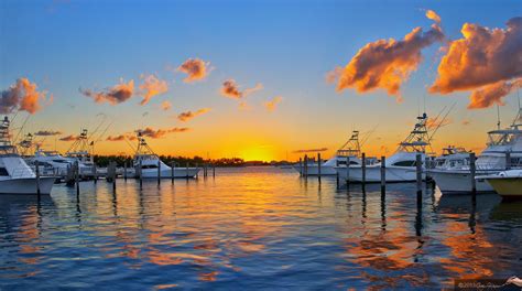 Sunset Over Sailfish Marina On Singer Island Florida Palm Beach