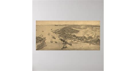 Vintage Pictorial Map Of Cedar Key Fl 1884 Poster Zazzle
