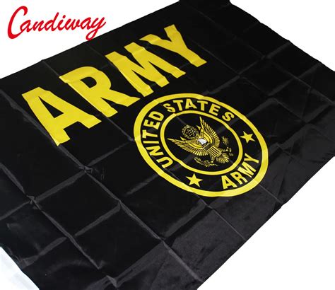 90150cm Us Army Seal Crest Black And Gold Flag 3x5 Banner Brass
