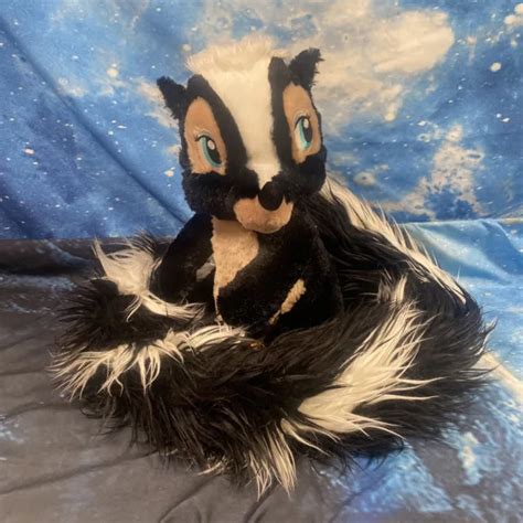 Disney Parks 12and Flower The Skunk Bambi Long Tail Plush Doll Boa Scarf