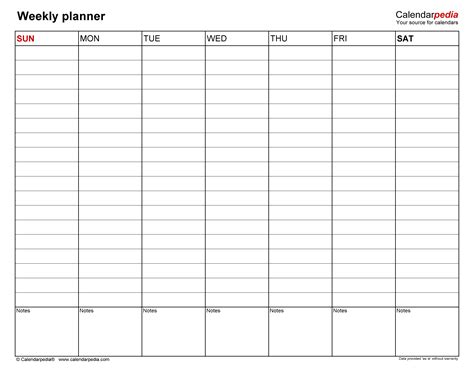 Free Weekly Planners For Microsoft Word 20 Templates