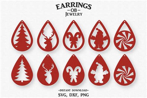 Christmas Earring Svg Set Stacked Teardrop Cut File By Design Time