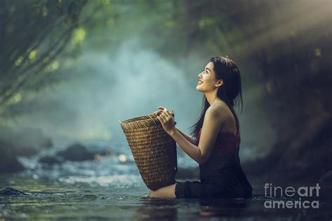 Asian Woman In Cascade Photograph By Sasin Tipchai Pixels