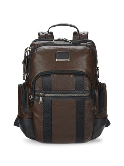 Tumi Nathan Expandable Leather Backpack In Dark Brown Modesens