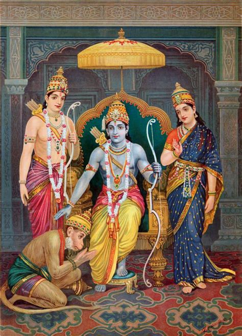 Sree Raghunandan Ram Laxman Sita And Hanuman Art By M V Dhurandar Raja Ravi Varma Press