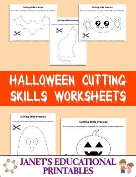 The process of using scissors to cut lines, shapes, and pictures helps them develop these essential skills. Halloween Cutting Skills Worksheets by Janet's Educational ...