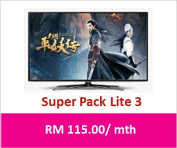 Despite the super lite pack name, this is the highest option which provides additional access to all sports channel and the option to choose up to 2 in total, you can get a 100mbps (upgraded to 300mbps) fibre broadband, with an astro stater pack and a 65″ samsung 4k tv for rm191.32/month. Astro Package - Chinese Packs Packages | Astro Package