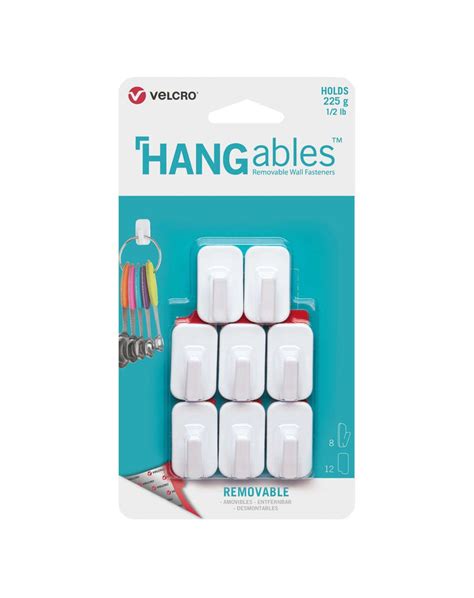 Velcro Brand Hangables Micro Removable Adhesive Wall Hooks White 4