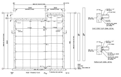 Roof Framing Plan With Purlin Concrete Details Dwg File Cadbull