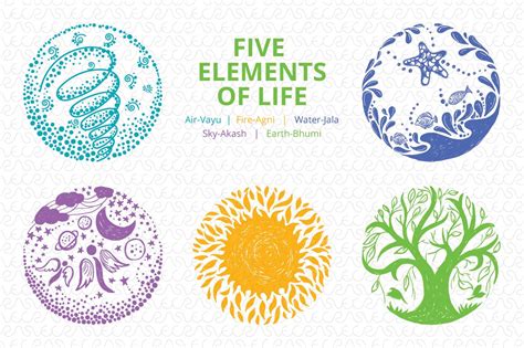 Five Elements Of Life Vector Set Icons ~ Creative Market