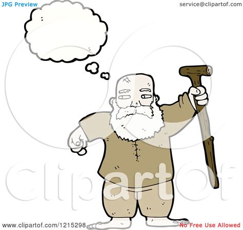 Cartoon Of An Old Man Thinking Royalty Free Vector Illustration By