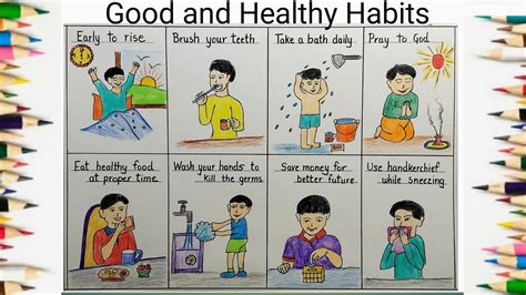 Good And Healthy Habits Drawing L Good Habits Chart Drawing For School