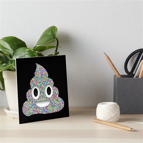 Poop Emoji Pile Of Poo Emoticon Triangles Rainbow Art Board Print