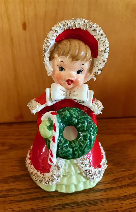 Christmas Geo Lefton Girl Bell Vintage Christmas Ornaments Christmas
