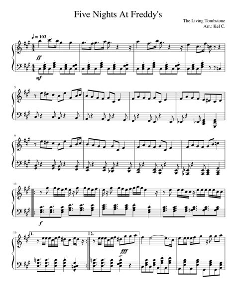 Five Nights At Freddys Sheet Music For Piano Solo