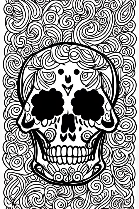 Floral Skull Angry Edgy Coloring Page Black And White · Creative Fabrica