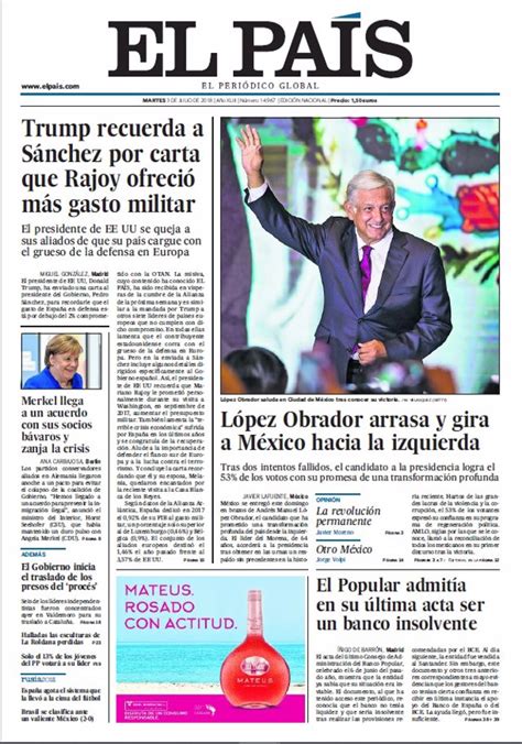 Las Portadas De Los Periódicos De Hoy Martes 3 De Julio De 2018