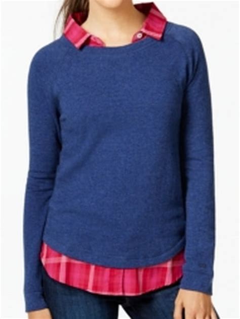 tommy hilfiger tommy hilfiger new blue womens size medium m 2 fer crewneck sweater walmart