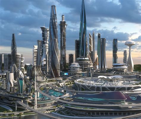 D Central Business District Model Futuristic Sci Fi City Futuristic