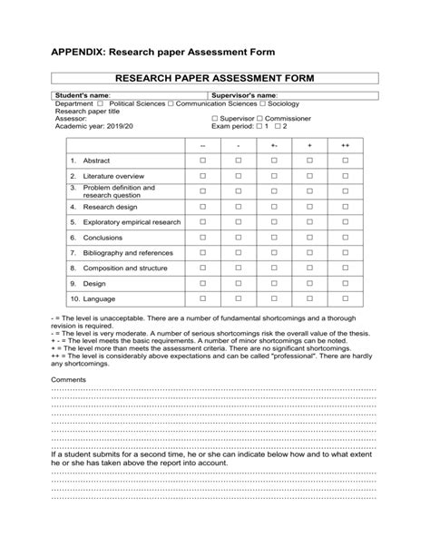 Research Paper Assesment Form