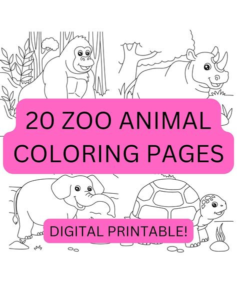 20 Printable Zoo Animal Coloring Pages For Kids To Color Digital