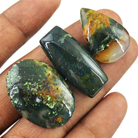 Genuine 76.50 Cts Green Moss Agate Untreated Cab Lot