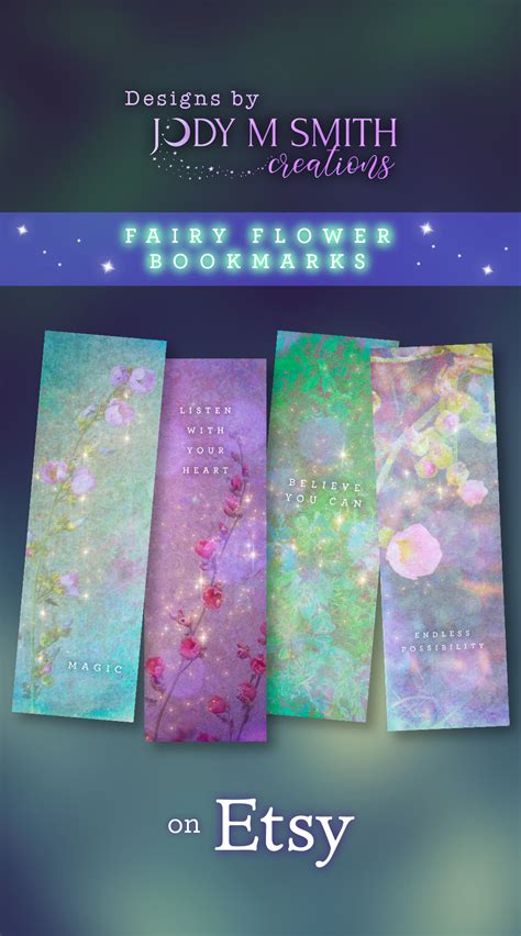 Fairy Flower Printable Bookmarks Enchanted Forest Bookmarks Etsy