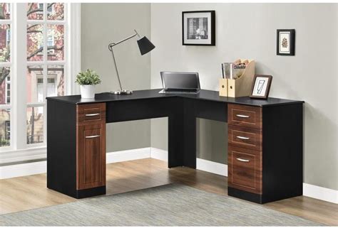 L shaped desk with shelf, reversible sturdy l shaped gaming desk, l desk black. Modern Computer Corner Desks Drawer Storage Cherry Black L ...
