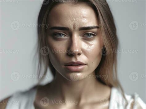 sad desperate grieving crying woman with tears eyes during trouble ai generated 30609556 stock