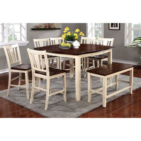 Furniture Of America Delila Wood 8 Piece Counter Height Dining Set In