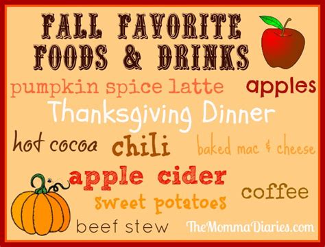 Fall Favorite Foods And Drinks The Momma Diaries