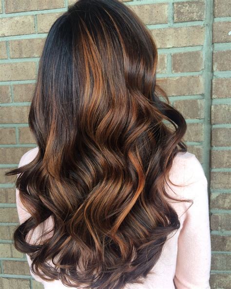 Warm Brown hair balayage with Carmel highlights long curly hair ...