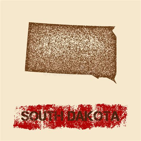 South Dakota Distressed Map Stock Vector Illustration Of Northern