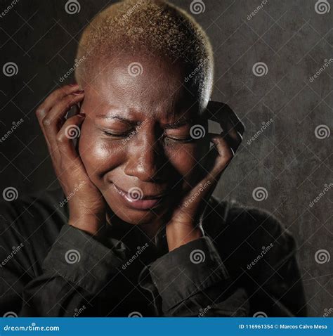 Young Stylish Sad And Depressed Afro American Black Woman Crying In