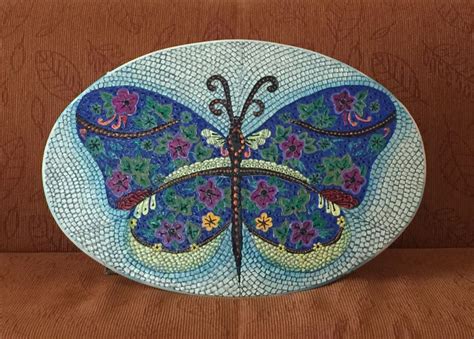 Boyutlu boya kelebek motif mozaik tablo | Mosaique