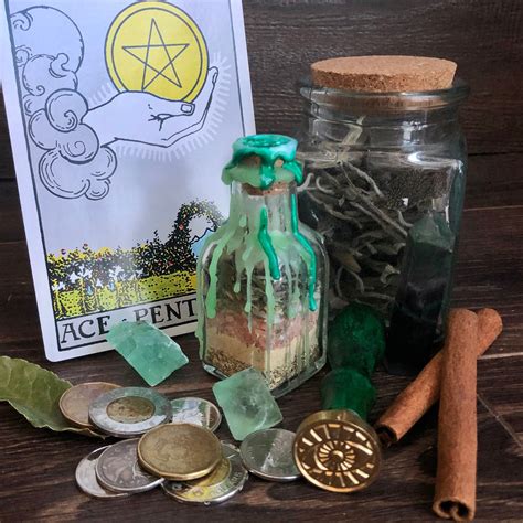 Money Spell Jar Fortune Spell Bottle Wealth Witch Jar Etsy