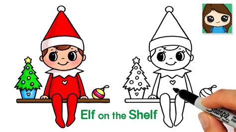 How To Draw The Elf On The Shelf Easy Cute Christmas Art Youtube