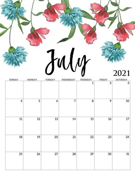 Free printable july 2021 calendars. Beautiful July 2021 Calendar | Calendar printables ...