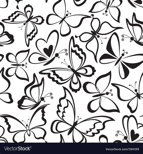 Seamless Background Butterflies Silhouettes Vector Image