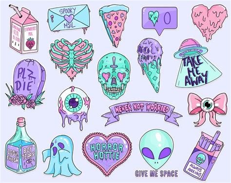 18 Pastel Goth Elements Pastel Goth Clipart Pack Etsy Pegatinas