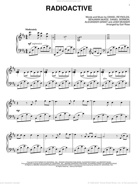 Earl Rose Radioactive Sheet Music For Piano Solo Pdf