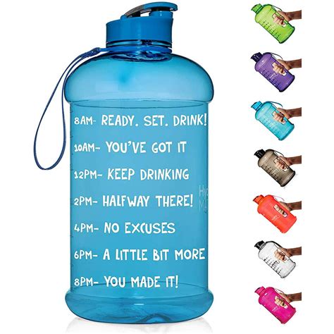 half gallon motivational water bottle with time marker large bpa free jug with handle reusable