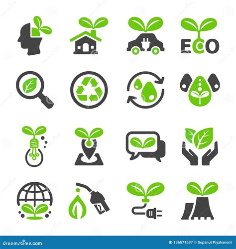 Ecology Icon Set Stock Vector Illustration Of Ecology 136571597