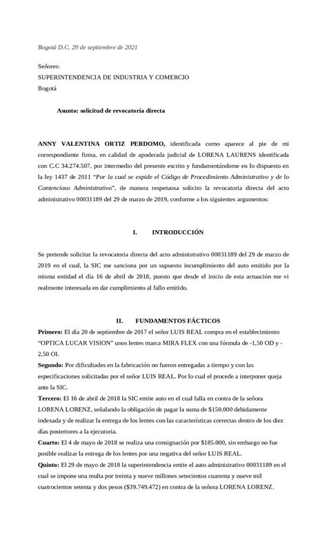 Modelo De Revocatoria Directa Ejercicios De Derecho Civil Docsity