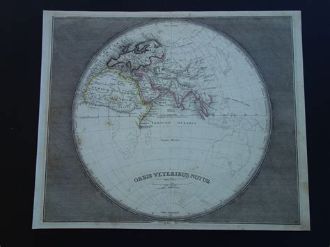 World Map Of The Ancient World 1850 Original Old Hand Colored Etsy