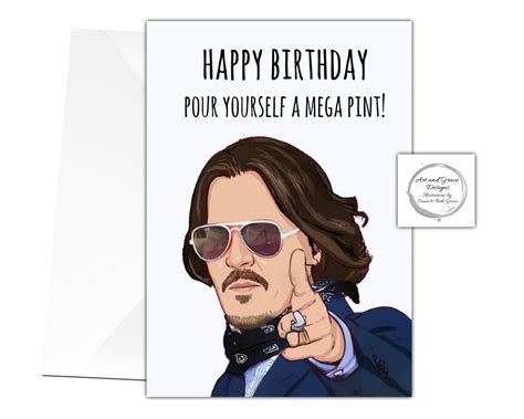 Johnny Depp Greeting Card Happy Birthday Pour Yourself A Etsy Uk