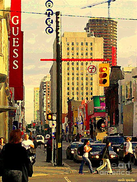 Busy Downtown Toronto Morning Cross Walk Traffic City Scape Paintings