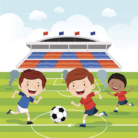 Royalty Free Kids Playing Football Clip Art Vector Images