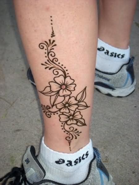 Henna Tattoo Design On Leg